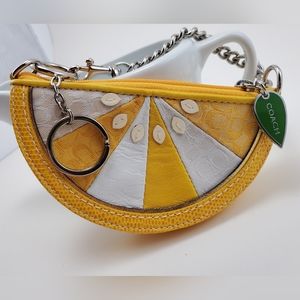 COACH SLICE of GRAPEFRUIT COIN PURSE w/ SWIVEL CLASP & KEY RING